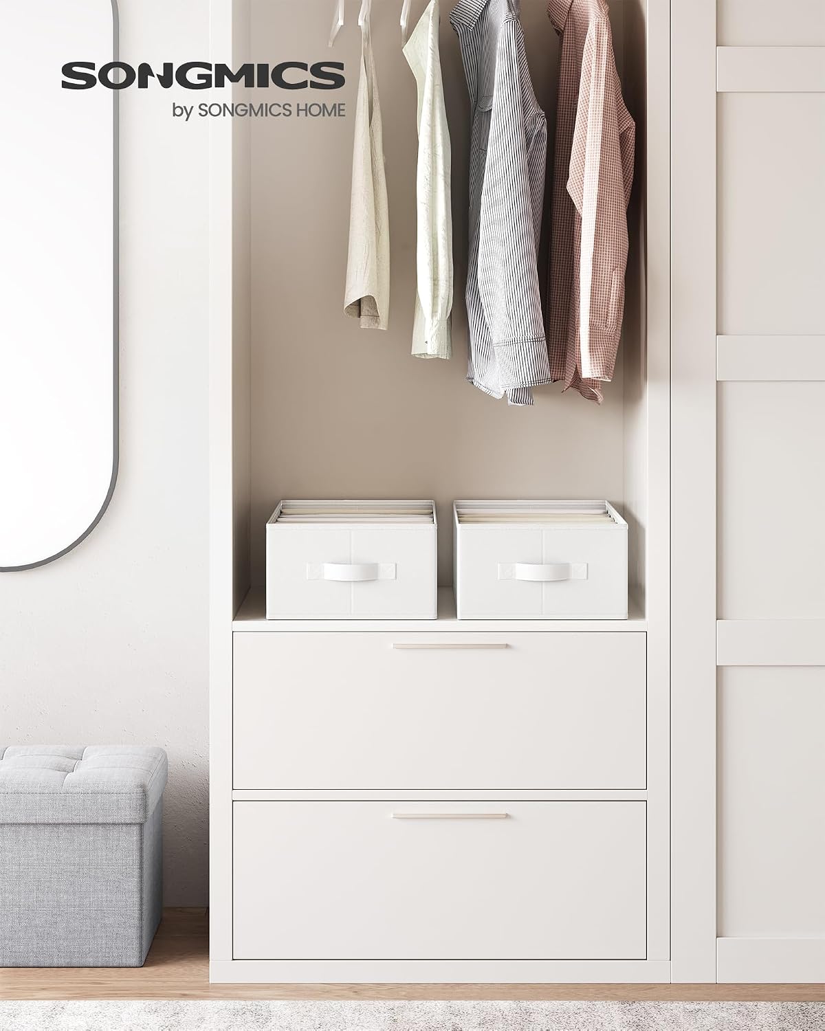 SONGMICS Drawer Clothes Organizers, Large Size 6-Compartment