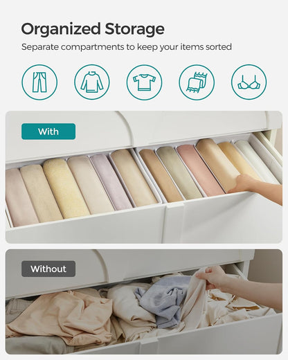 SONGMICS Drawer Clothes Organizers, Large Size 6-Compartment