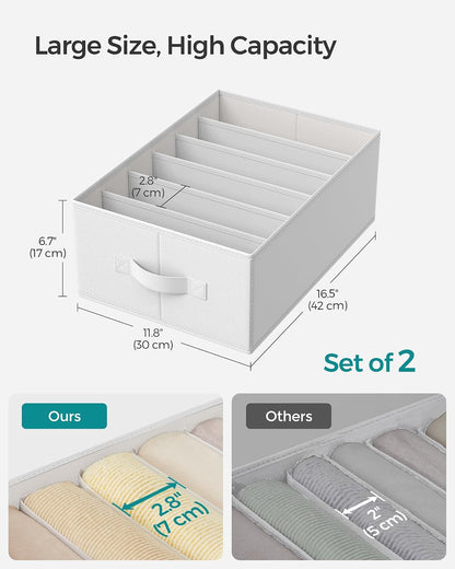 SONGMICS Drawer Clothes Organizers, Large Size 6-Compartment
