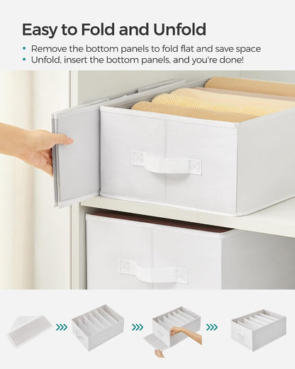SONGMICS Drawer Clothes Organizers, Large Size 6-Compartment