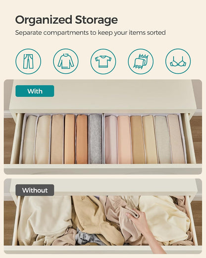SONGMICS Drawer Clothes Organizers, Large Size 6-Compartment