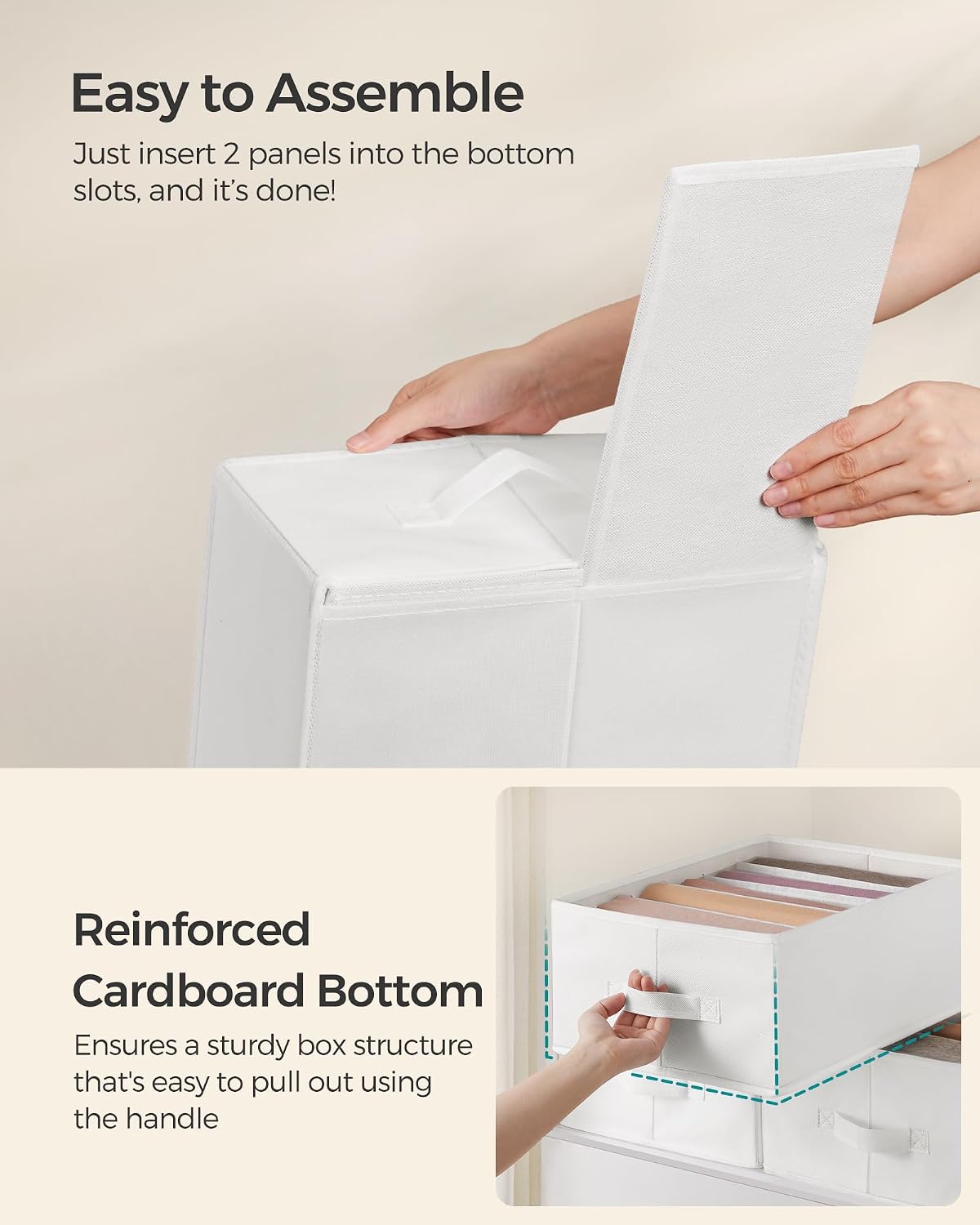 SONGMICS Drawer Clothes Organizers, Large Size 6-Compartment