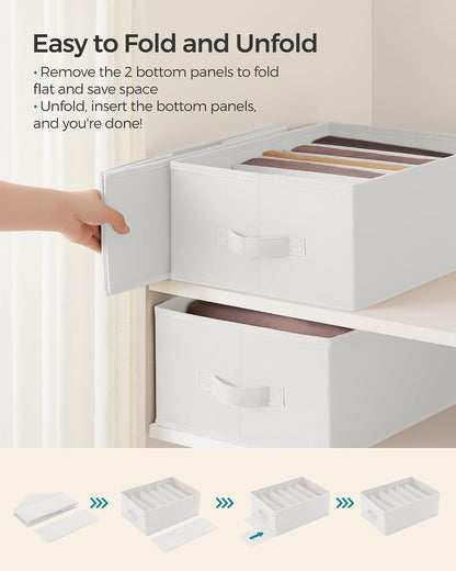 SONGMICS Drawer Clothes Organizers, Large Size 6-Compartment