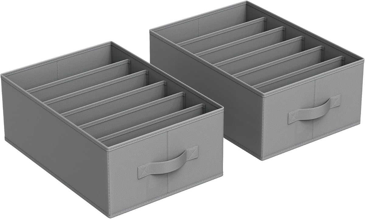 SONGMICS Drawer Clothes Organizers, Large Size 6-Compartment