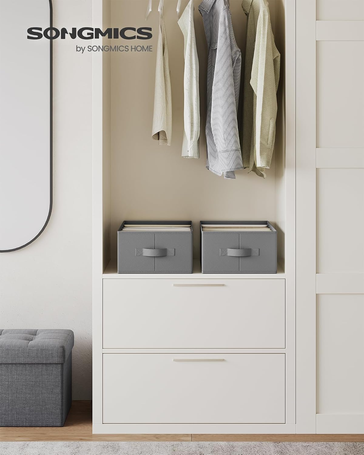 SONGMICS Drawer Clothes Organizers, Large Size 6-Compartment