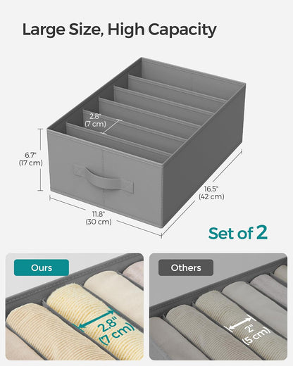 SONGMICS Drawer Clothes Organizers, Large Size 6-Compartment