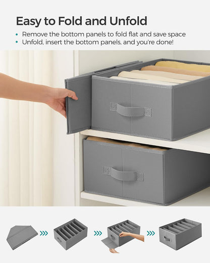 SONGMICS Drawer Clothes Organizers, Large Size 6-Compartment