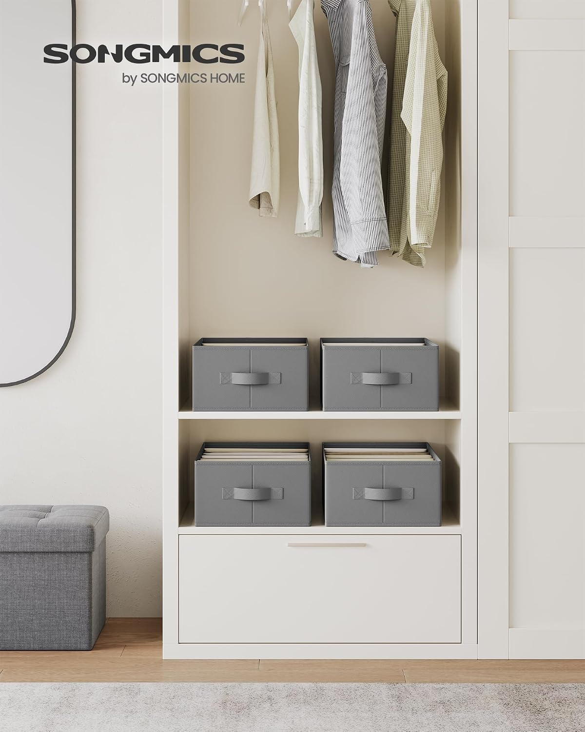 SONGMICS Drawer Clothes Organizers, Large Size 6-Compartment