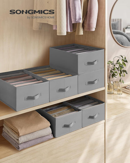 SONGMICS Drawer Clothes Organizers, Large Size 6-Compartment