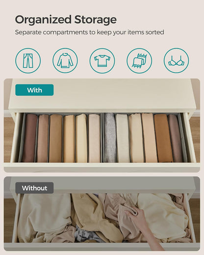 SONGMICS Drawer Clothes Organizers, Large Size 6-Compartment