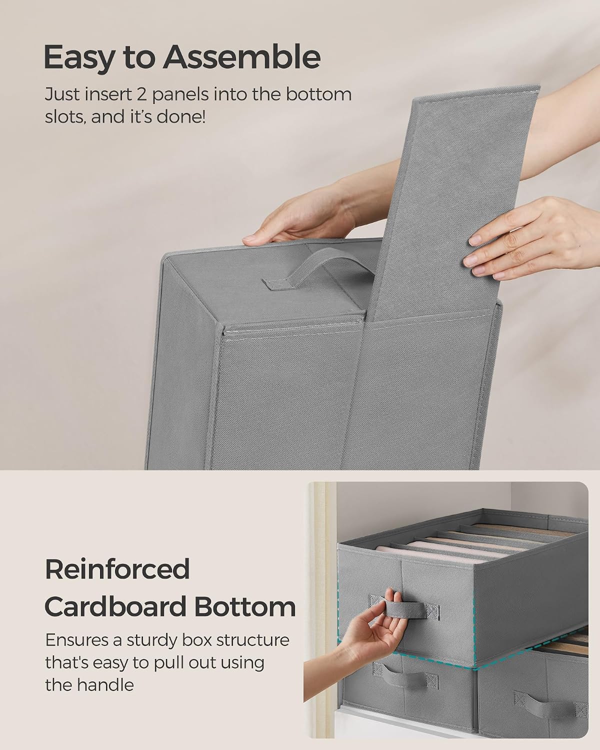 SONGMICS Drawer Clothes Organizers, Large Size 6-Compartment