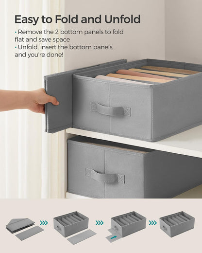 SONGMICS Drawer Clothes Organizers, Large Size 6-Compartment
