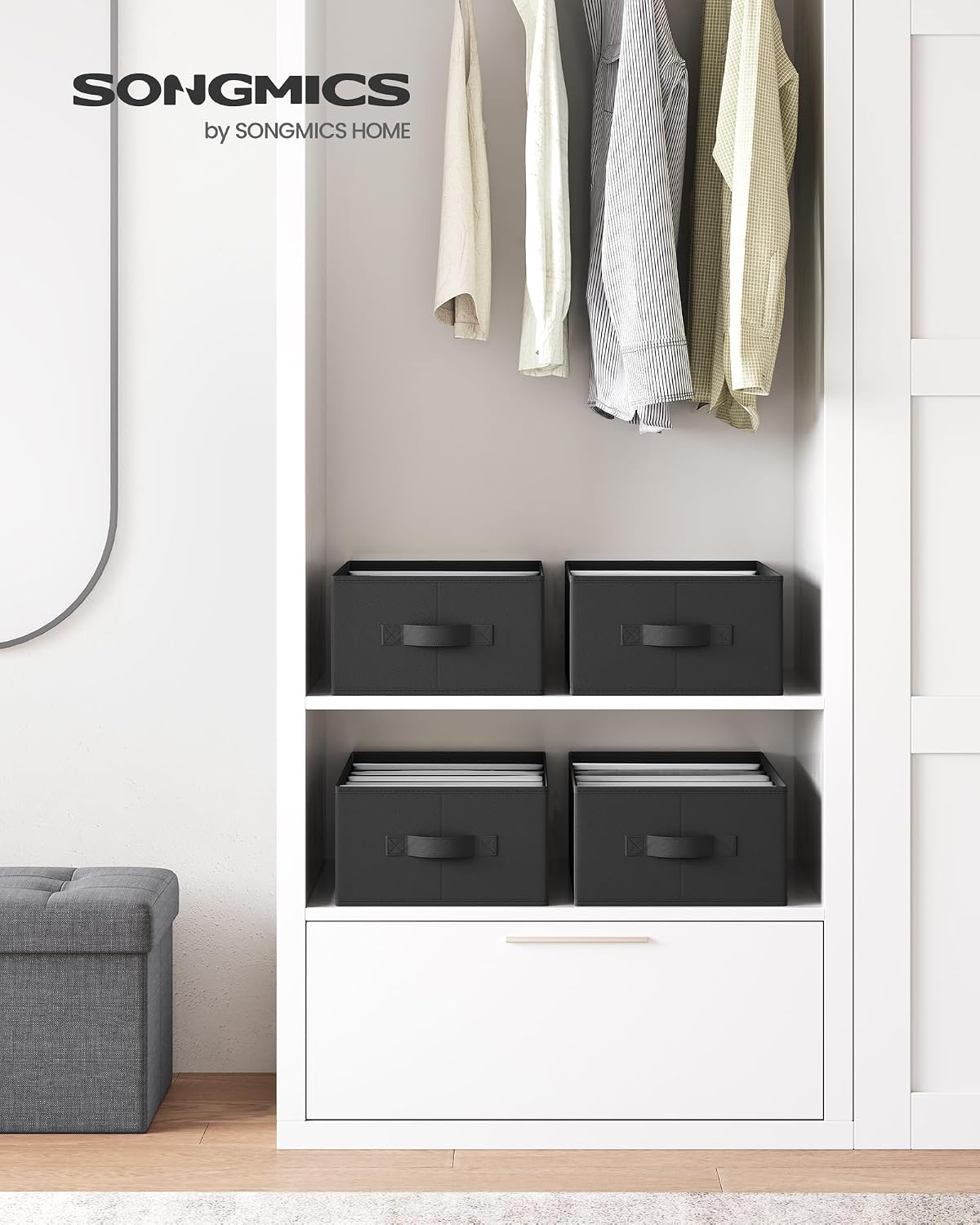 SONGMICS Drawer Clothes Organizers, Large Size 6-Compartment