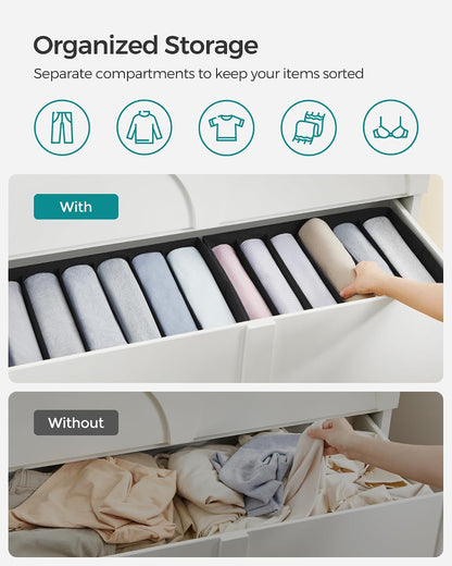 SONGMICS Drawer Clothes Organizers, Large Size 6-Compartment