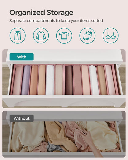 SONGMICS Drawer Clothes Organizers, Large Size 6-Compartment