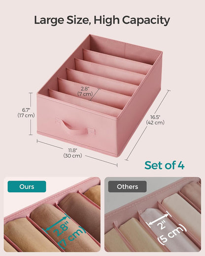 SONGMICS Drawer Clothes Organizers, Large Size 6-Compartment