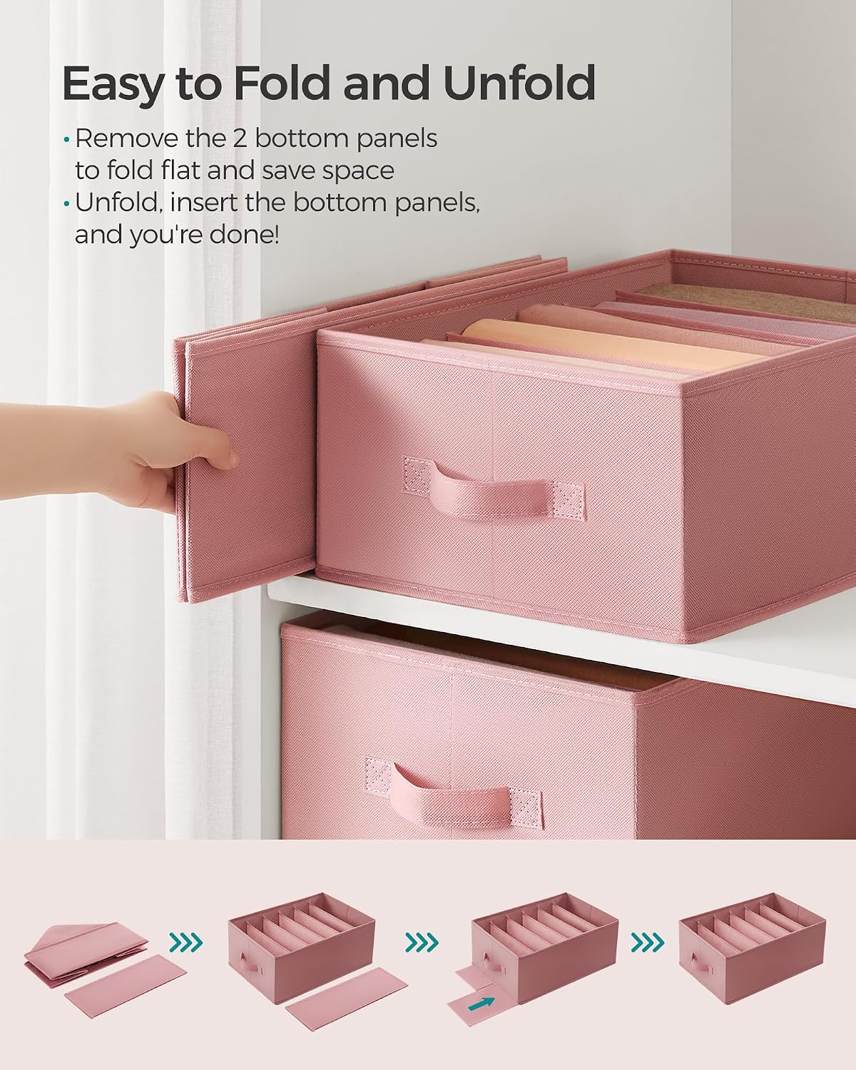 SONGMICS Drawer Clothes Organizers, Large Size 6-Compartment
