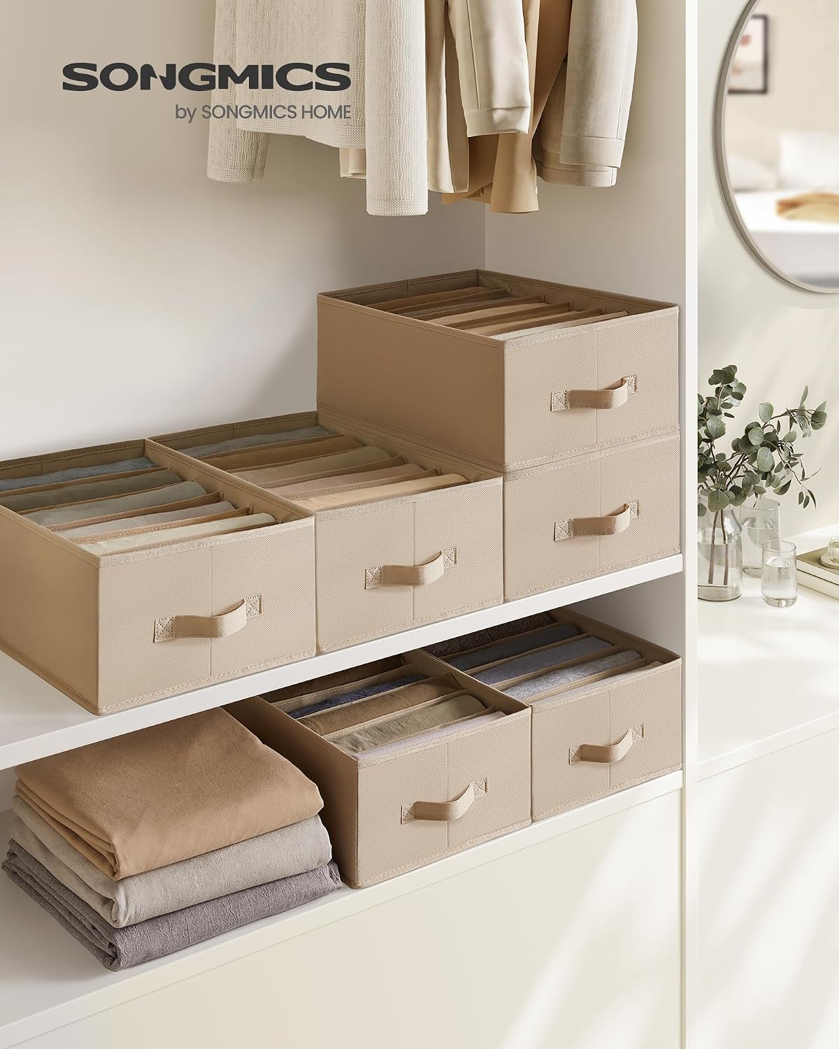 SONGMICS Drawer Clothes Organizers, Large Size 6-Compartment