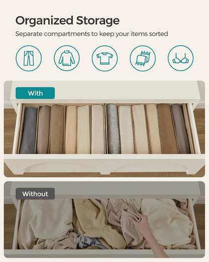 SONGMICS Drawer Clothes Organizers, Large Size 6-Compartment