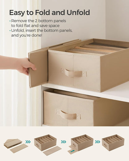 SONGMICS Drawer Clothes Organizers, Large Size 6-Compartment