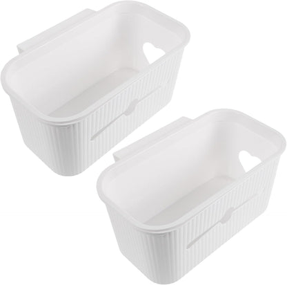2pcs Hanging Diaper Caddy Organizer for Crib Side Storage, White Pp Bedside Storage Box with Smart Sorting Solution, Versatile Nursery Essential for New Mom and Bassinet Use