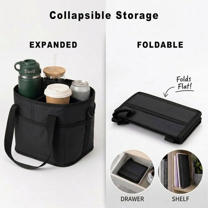 4 Water Bottle Holder with Strap - Multiple Tumbler Insulated Drink Carrier Tote Bag, Reusable Drink Family Size Caddy for Car, Delivery, Adjustable Dividers - 2 in 1 Car Seat Hook Set