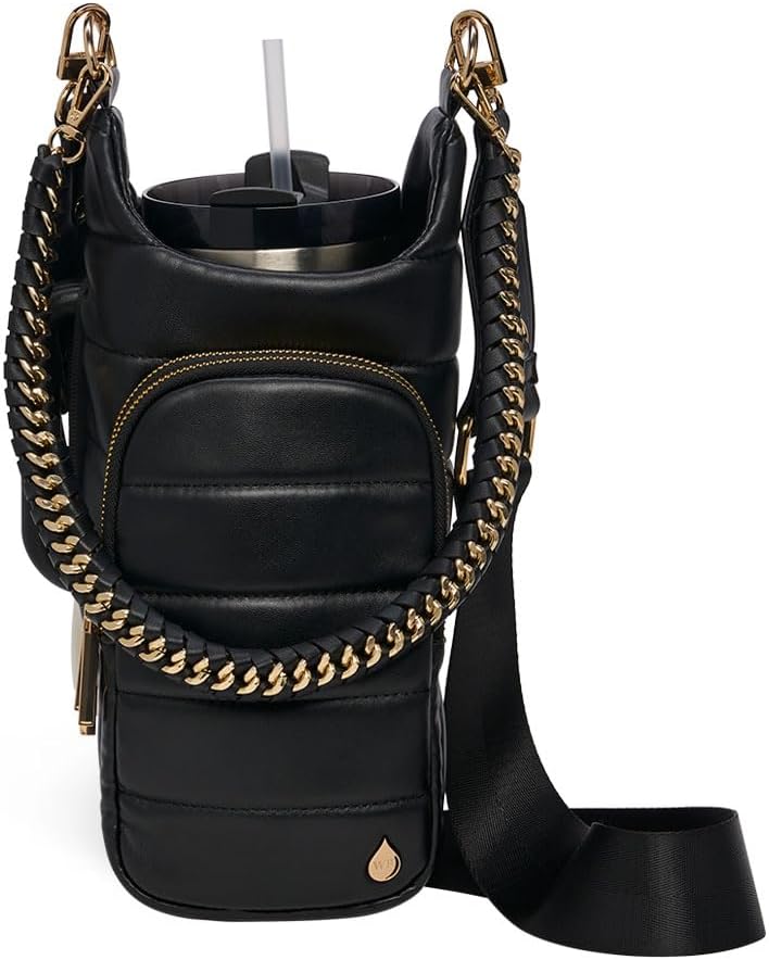 HydroBag Handle®, Vegan Leather Hands-Free Crossbody 40 Oz Water Bottle Carrier w/Strap Bundle
