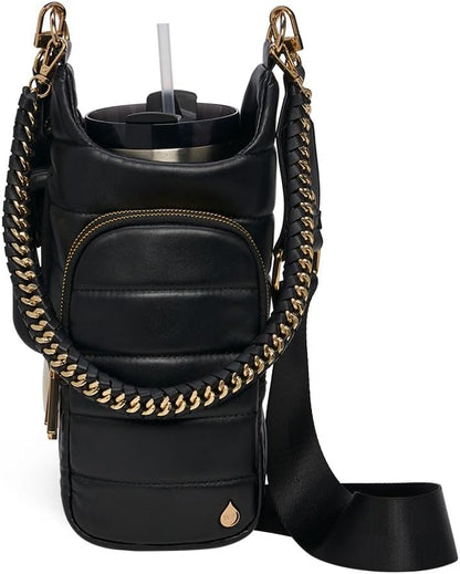 HydroBag Handle®, Vegan Leather Hands-Free Crossbody 40 Oz Water Bottle Carrier w/Strap Bundle