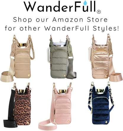 HydroBag Handle®, Vegan Leather Hands-Free Crossbody 40 Oz Water Bottle Carrier w/Strap Bundle
