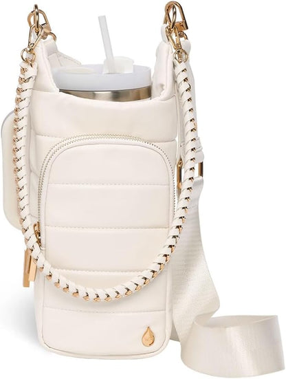 HydroBag Handle®, Vegan Leather Hands-Free Crossbody 40 Oz Water Bottle Carrier w/Strap Bundle