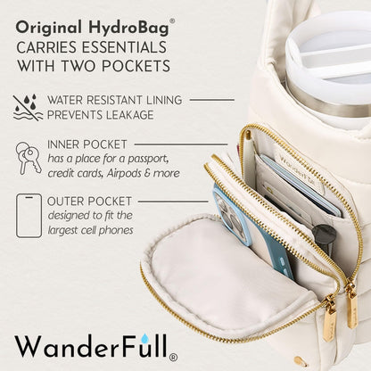 HydroBag Handle®, Vegan Leather Hands-Free Crossbody 40 Oz Water Bottle Carrier w/Strap Bundle