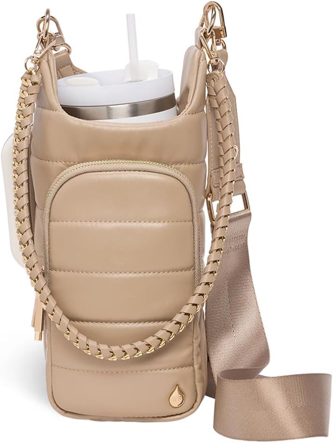 HydroBag Handle®, Vegan Leather Hands-Free Crossbody 40 Oz Water Bottle Carrier w/Strap Bundle