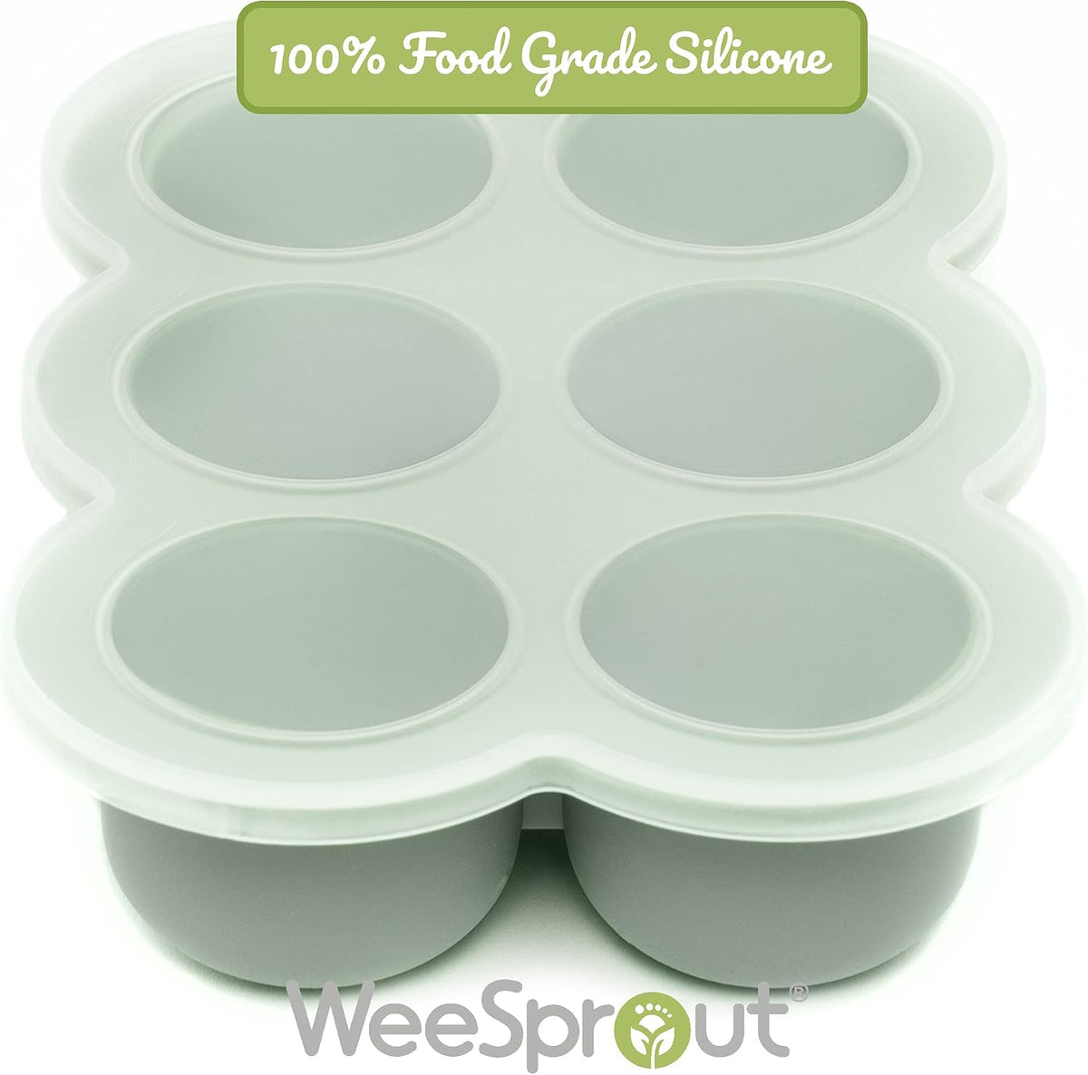 Silicone Baby Food Freezer Trays 2-Pack Bundle - Ten 1.5oz & Six 3oz Portions - Clip-on Lids - Homemade Purée & Breast Milk Storage