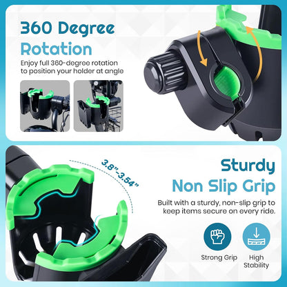 2-in-1 Cup Holder with Phone Holder for Stroller, Bike & Wheelchair