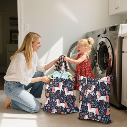 Unicorns Flowers Waterproof Travel Laundry Bag Easy Care Pack of 2