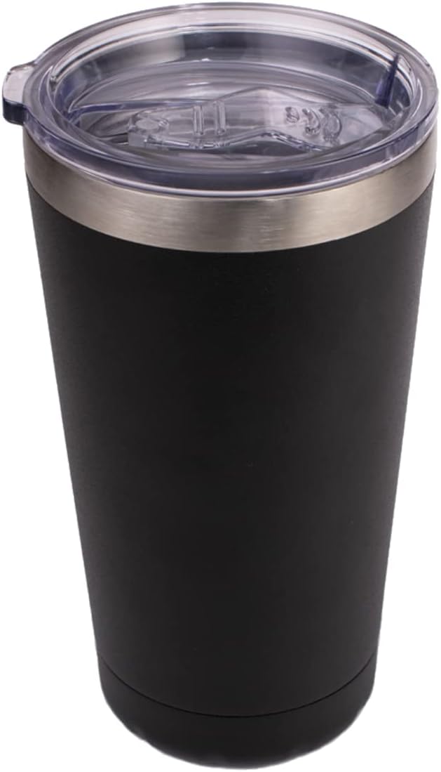 Best Insulated Tumbler Double Walled - Keep Drinks Hot or Cold - Travel Tumbler Thermal Cups - Vacuum, Stainless Steel - Easy Grip Cup for Coffee, Iced Drinks - 20 oz (Black)