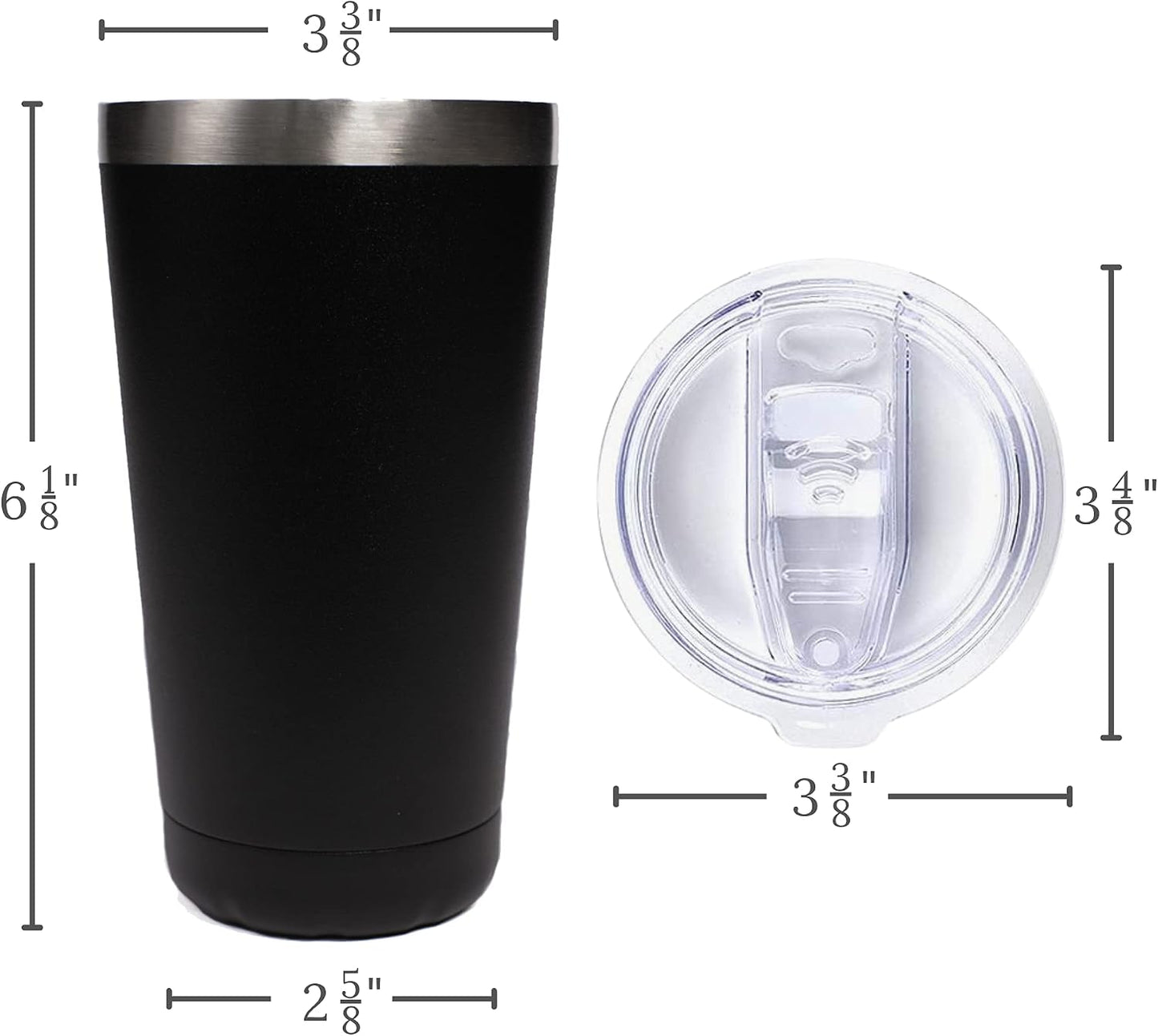 Best Insulated Tumbler Double Walled - Keep Drinks Hot or Cold - Travel Tumbler Thermal Cups - Vacuum, Stainless Steel - Easy Grip Cup for Coffee, Iced Drinks - 20 oz (Black)