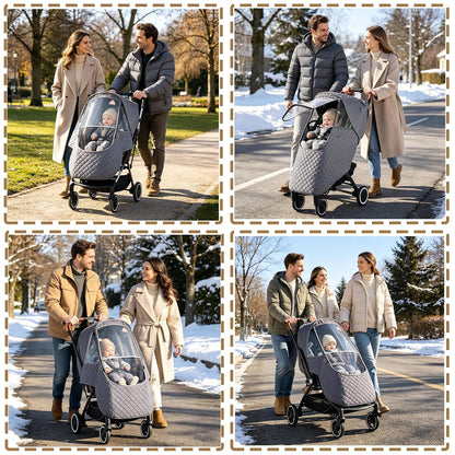 Universal Baby Stroller Cold Weather Shield Outdoor Pram Rain Cover