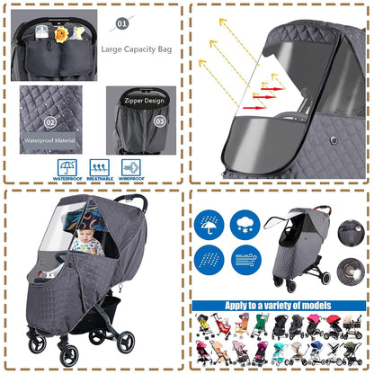 Universal Baby Stroller Cold Weather Shield Outdoor Pram Rain Cover