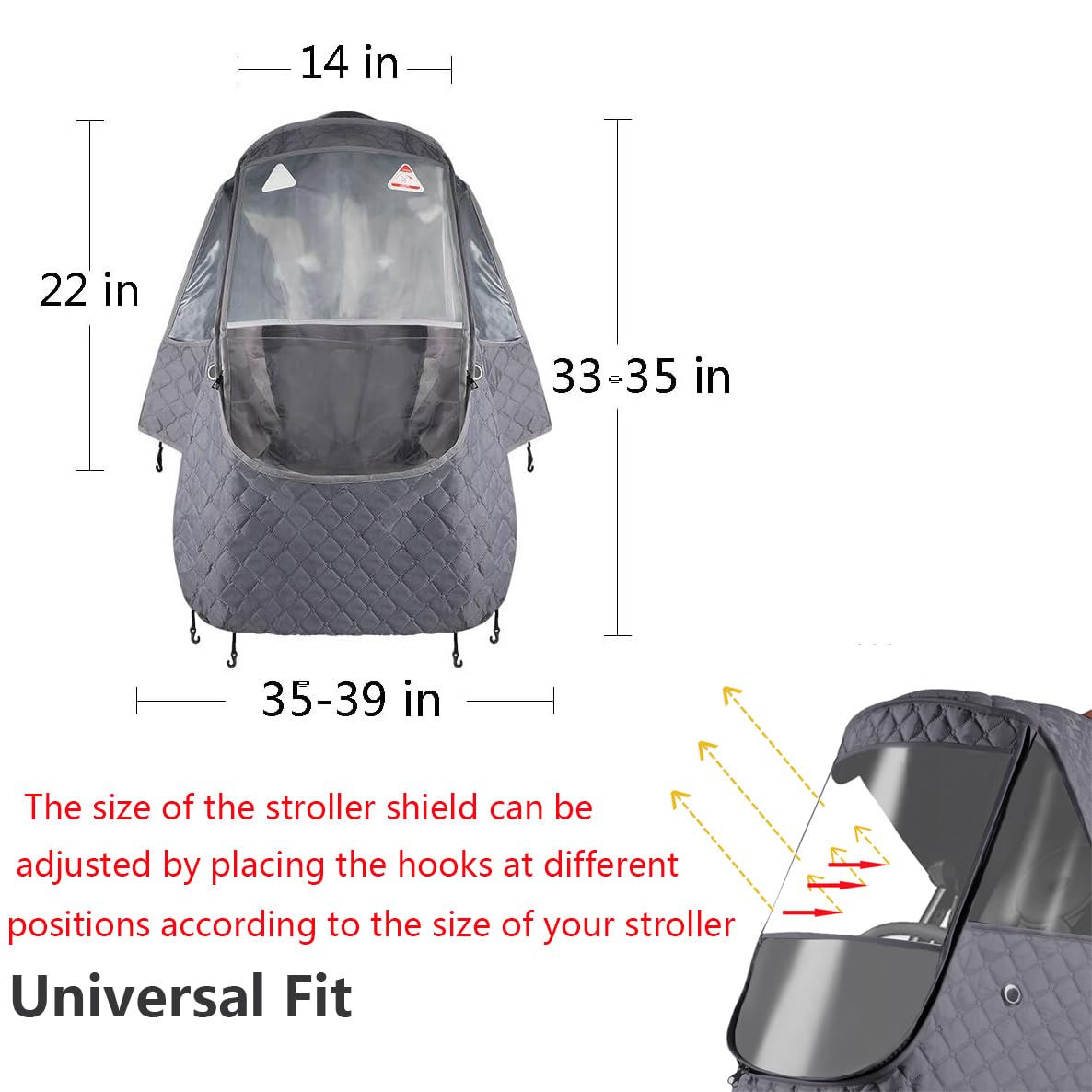 Universal Baby Stroller Cold Weather Shield Outdoor Pram Rain Cover