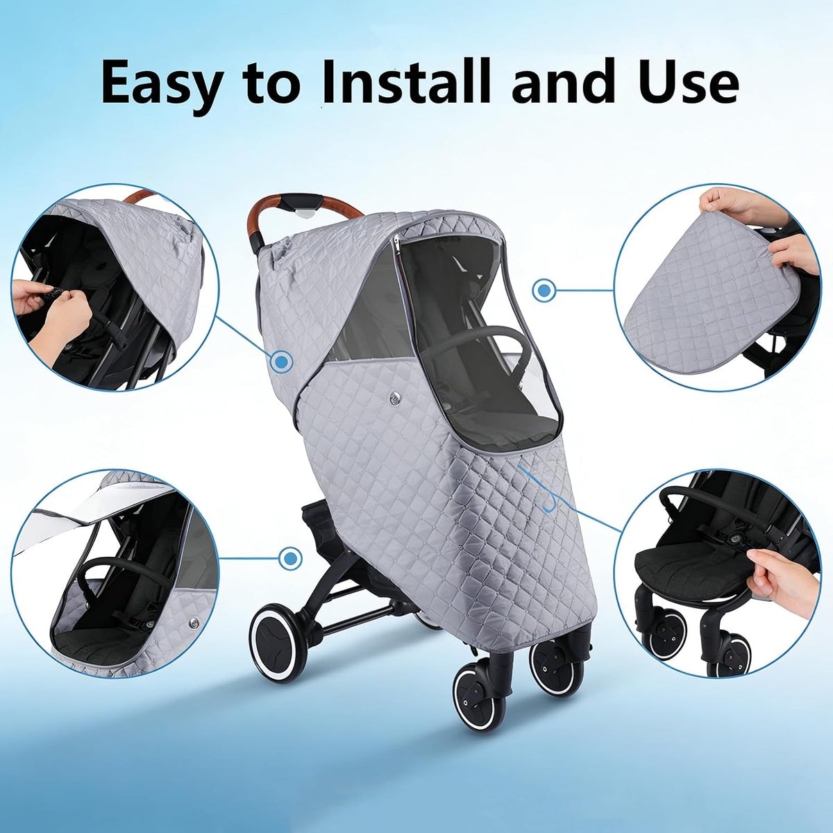 Universal Baby Stroller Cold Weather Shield Outdoor Pram Rain Cover