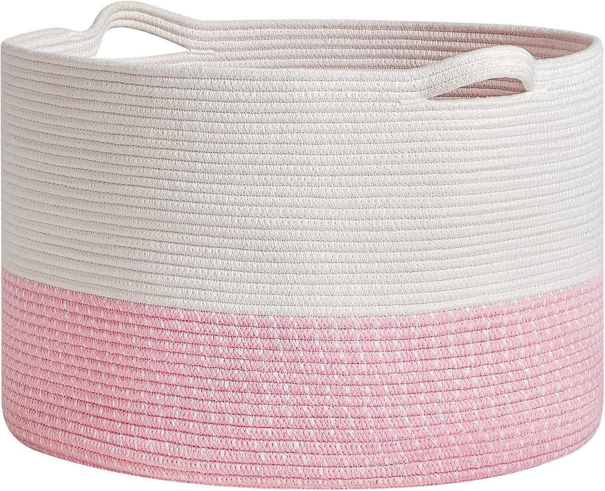 Extra Large Cotton Rope Basket 22" x 14" - Toy Basket for Kids -Blanket Basket for Living Room - Woven Baskets for Storage