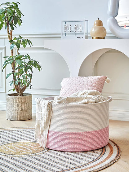 Extra Large Cotton Rope Basket 22" x 14" - Toy Basket for Kids -Blanket Basket for Living Room - Woven Baskets for Storage