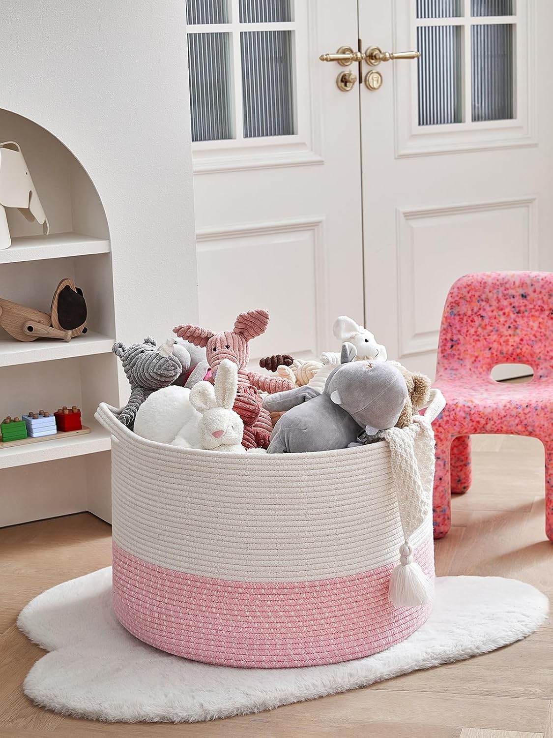 Extra Large Cotton Rope Basket 22" x 14" - Toy Basket for Kids -Blanket Basket for Living Room - Woven Baskets for Storage