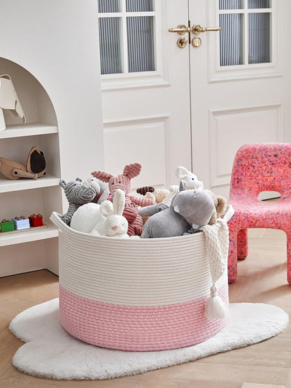 Extra Large Cotton Rope Basket 22" x 14" - Toy Basket for Kids -Blanket Basket for Living Room - Woven Baskets for Storage