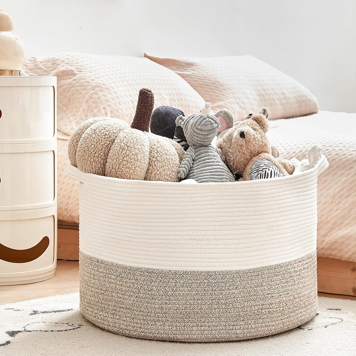 Extra Large Cotton Rope Basket 22" x 14" - Toy Basket for Kids -Blanket Basket for Living Room - Woven Baskets for Storage