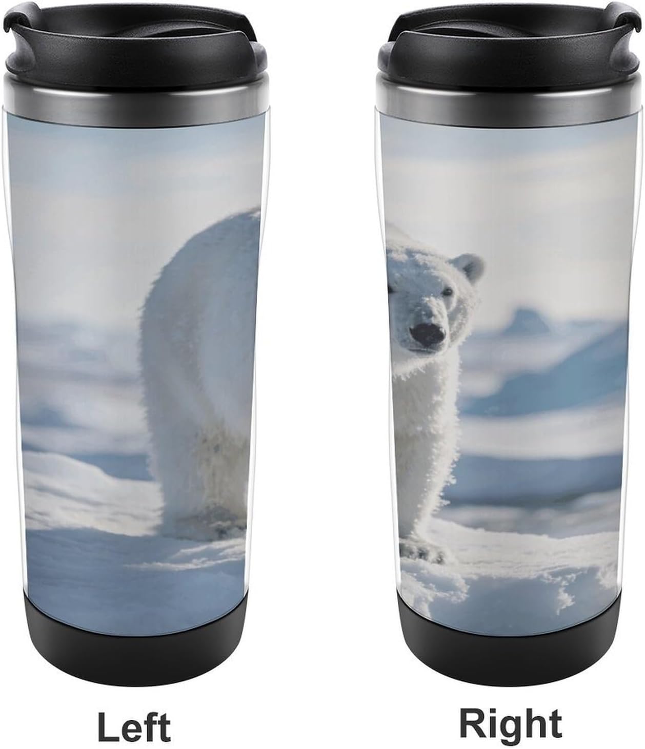 13oz Insulated Travel Coffee Mug Reusable Coffee Cup Water Bottle | Snow Bear Travel Mug with Leak Proof Lid Double Wall Stainless Steel Coffee Tumbler Personalized Gift