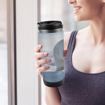 13oz Insulated Travel Coffee Mug Reusable Coffee Cup Water Bottle | Snow Bear Travel Mug with Leak Proof Lid Double Wall Stainless Steel Coffee Tumbler Personalized Gift