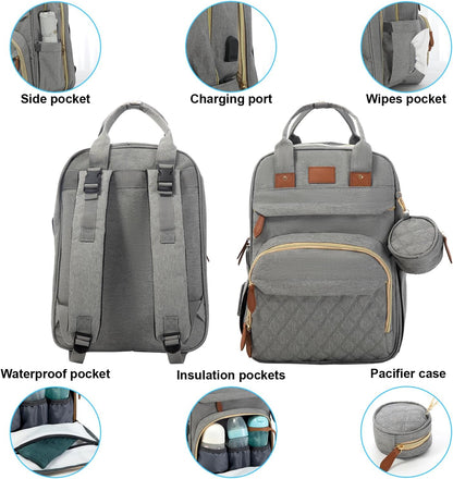 BosiBozi Baby Diaper Bag Backpack, Waterproof & Multi-Functional Baby Bag for Moms Dads, Travel Diaper Bag with Insulated Pockets & Pacifier Case