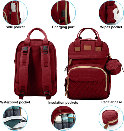 BosiBozi Baby Diaper Bag Backpack, Waterproof & Multi-Functional Baby Bag for Moms Dads, Travel Diaper Bag with Insulated Pockets & Pacifier Case